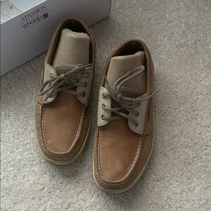 The Authentic original Sperry Tan and Beige Leather Boat Shoes